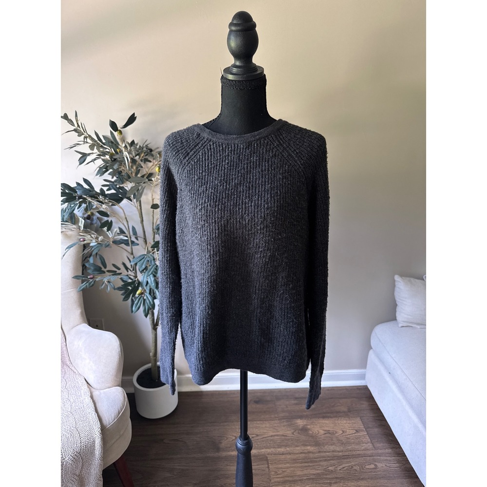 Aerie Charcoal Gray Ribbed Knit Twist Back Open Back Sweater Small